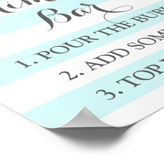 Mimosa Bar Sign Blue Flowers Stripes Poster (Hoek)