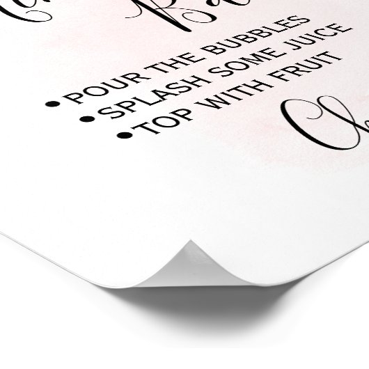 Mimosa Bar Sign Bridal Weddenschap Shower Pink Lem Poster (Hoek)