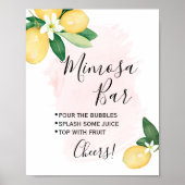 Mimosa Bar Sign Bridal Weddenschap Shower Pink Lem Poster (Voorkant)