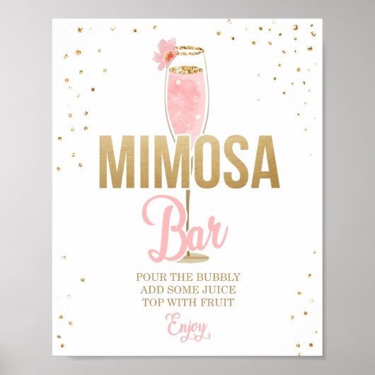 Mimosa Bar Sign Brunch en Bubble Vrijgezellenfeest Poster (Voorkant)