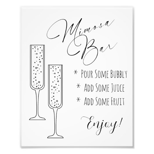 Mimosa Bar Sign – Bubble Bar Display Foto Afdruk (Voorkant)