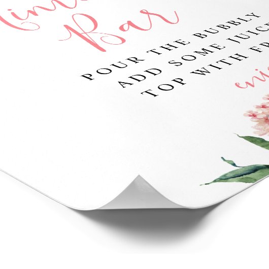 Mimosa Bar Sign Elegant Wedding Dusty Roos Blush Poster (Hoek)