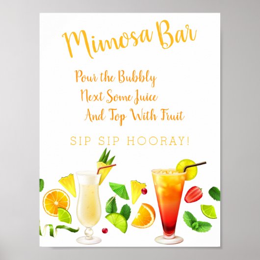Mimosa Bar Sign Modern Wedding Poster (Voorkant)