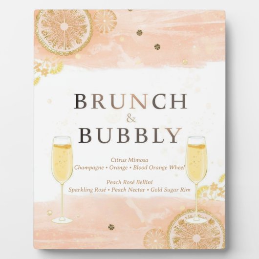Mimosa Bar Sign – Peach Watercolor Brunch & Bubbly Fotoplaat (Voorkant)