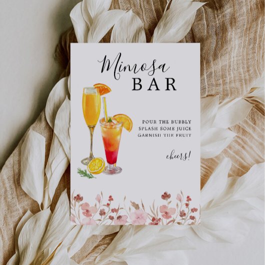 Mimosa Bar Sign, Roos Wedding Bar Sign, Kaart