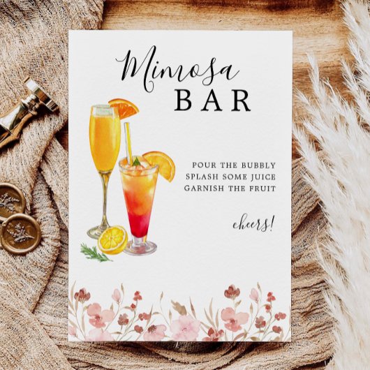 Mimosa Bar Sign, Roos Wedding Bar Sign, Kaart