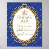 Mimosa Bar Sign Royal Blue Gold Prince Baby shower Poster (Voorkant)