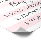 Mimosa Bar Sign Roze Flowers Stripes Poster (Hoek)