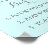 Mimosa Bar Sign Roze Waterverf Flowers Blue Poster (Hoek)