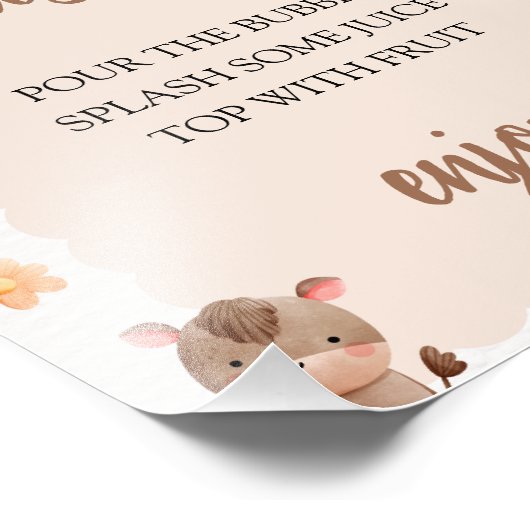 Mimosa Bar Teken Boerderijdieren Baby shower Foto Afdruk (Hoek)