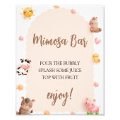 Mimosa Bar Teken Boerderijdieren Baby shower Foto Afdruk (Voorkant)