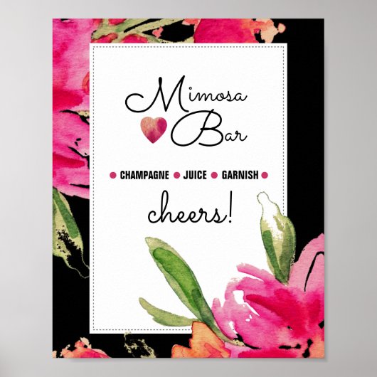 Mimosa Bar-teken | Fuchsia Flowers Weddenschap Pri Poster (Voorkant)