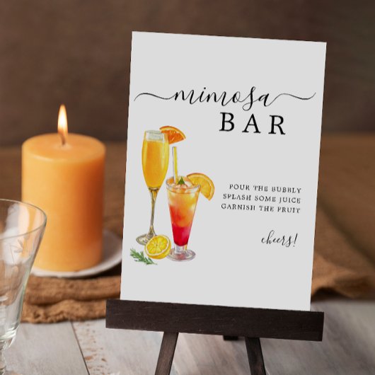 Mimosa Bar Teken, Minimalistische Wedding Bar Teke Kaart