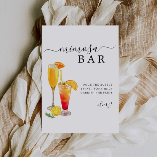 Mimosa Bar Teken, Minimalistische Wedding Bar Teke Kaart