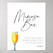 Mimosa bar teken modern minimalistisch Vrijgezelle Poster (Voorkant)