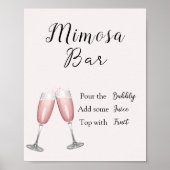 Mimosa Bar Teken Roze Champagne Vrijgezellenfeest Poster (Voorkant)