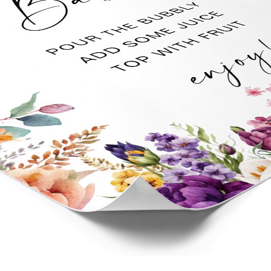 Mimosa Bar Teken Tuin Bloemen Vrijgezellenfeest Poster (Hoek)