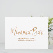 "Mimosa Bar" Trouwbord | Stijlvol gouden Roos Kaart (Staand voorkant)