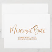 "Mimosa Bar" Trouwbord | Stijlvol gouden Roos Kaart (Voorkant / Achterkant)