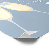 Mimosa Bar Vrijgezellenfeest bruiloft stoffig blau Poster (Hoek)