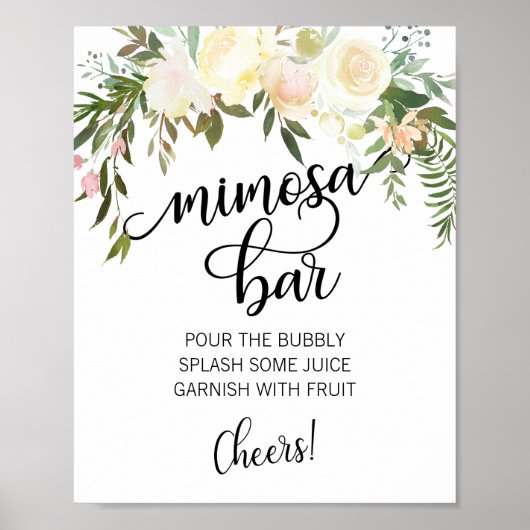 MIMOSA BAR Waterverf Bloemenroze crème teken Poster (Voorkant)