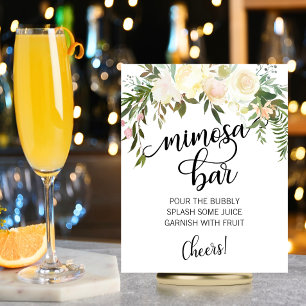 MIMOSA BAR Waterverf Bloemenroze crème teken Poster