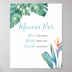 Mimosa Bar Waterverf Tropische bloemen Poster