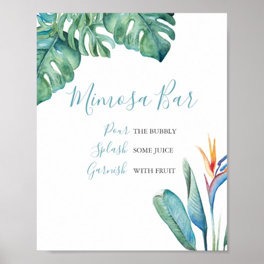 Mimosa Bar Waterverf Tropische bloemen Poster (Voorkant)