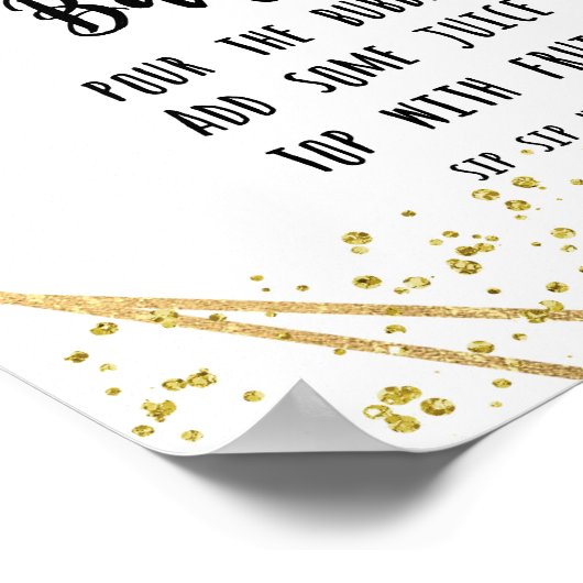 Mimosa Bar Wedding Sign faux Gold confetti Poster (Hoek)