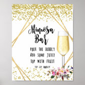Mimosa Bar Wedding Sign faux Gold confetti Poster (Voorkant)