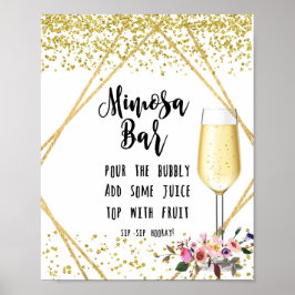 Mimosa Bar Wedding Sign faux Gold confetti Poster
