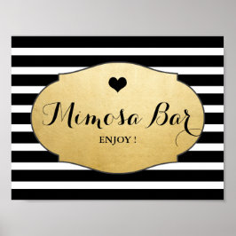 Mimosa Bar Wedding Sign Faux Gold Foil Stripes Poster