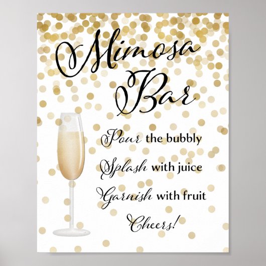 Mimosa Bar Wedding Sign Gold Poster (Voorkant)