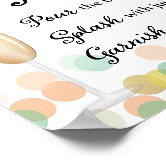 Mimosa Bar Wedding Sign Gold, Roze, Mint Poster (Hoek)