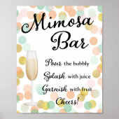 Mimosa Bar Wedding Sign Gold, Roze, Mint Poster (Voorkant)