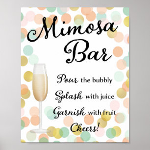 Mimosa Bar Wedding Sign Gold, Roze, Mint Poster
