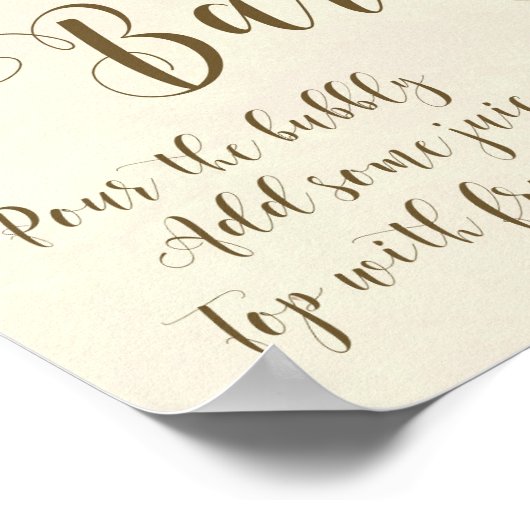 Mimosa Bar Wedding Sign Iory florals Poster (Hoek)