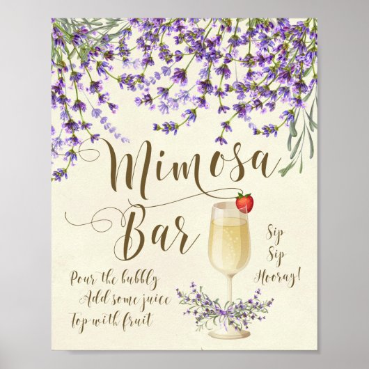 Mimosa Bar Wedding Sign Lila paarse lavender Poster (Voorkant)