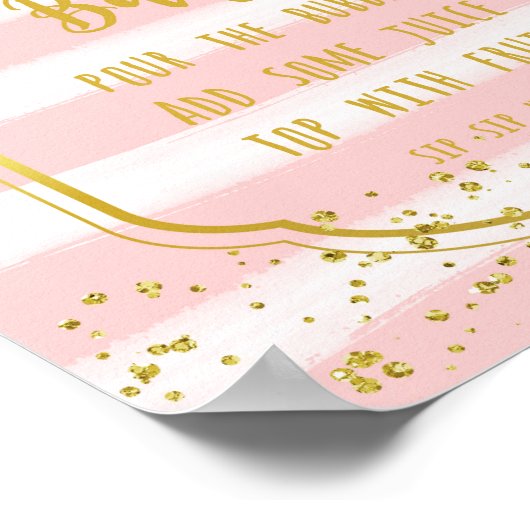 Mimosa Bar Wedding Sign roze Gold confetti Poster (Hoek)