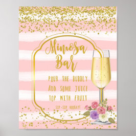 Mimosa Bar Wedding Sign roze Gold confetti Poster