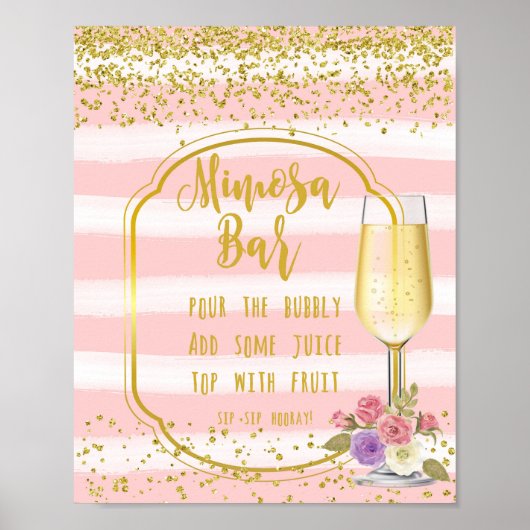 Mimosa Bar Wedding Sign roze Gold confetti Poster (Voorkant)