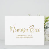 "Mimosa Bar" Wedding Sign | Stijlvolle Golden Kaart (Staand voorkant)