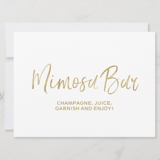 "Mimosa Bar" Wedding Sign | Stijlvolle Golden Kaart (Voorkant)