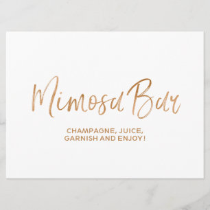 "Mimosa Bar" Wedding Sign   Stylish Gold Roos Kaart