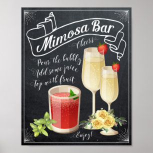 Mimosa Bar Wedding Sign yellow roses BBQ Poster