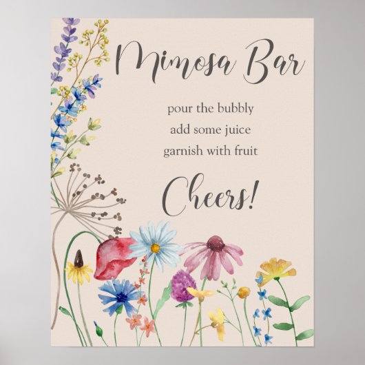 Mimosa Bar Wildflower Charm Landelijke Bruiloftsbo Poster (Voorkant)