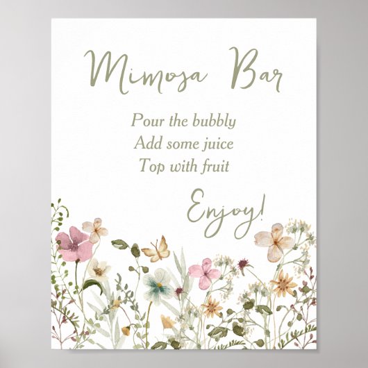 Mimosa Bar Wildflower Vrijgezellenfeest Poster (Voorkant)