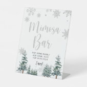 Mimosa Bar, zilveren winterbord Reclamebord Met Voetstuk (Voorkant)