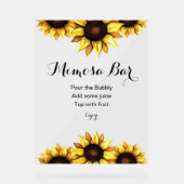 Mimosa Bar Zonnebloem bruiloft Acryl Bord (Voorkant)