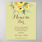Mimosa Bar Zonnebloemen Groene Huwelijksbord Poster (Voorkant)